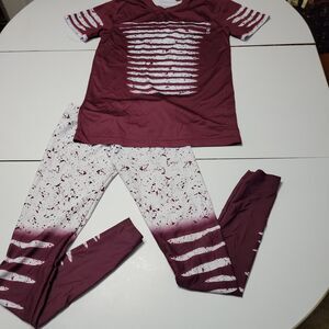 Alexandra Outfit Womens S Set Maroon Just For Kix‎ Short Sleeve Comfort Stretch